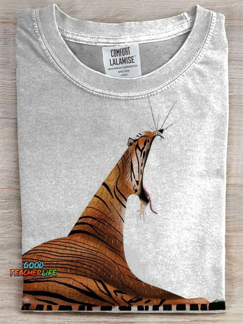 Funny Tiger Art Print T-shirt