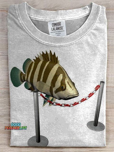 Funny Fish Art Print T-shirt