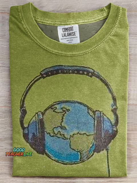 Retro Print Casual T-shirt