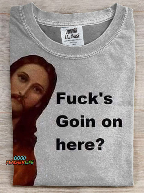Funny Jesus Print Casual T-shirt