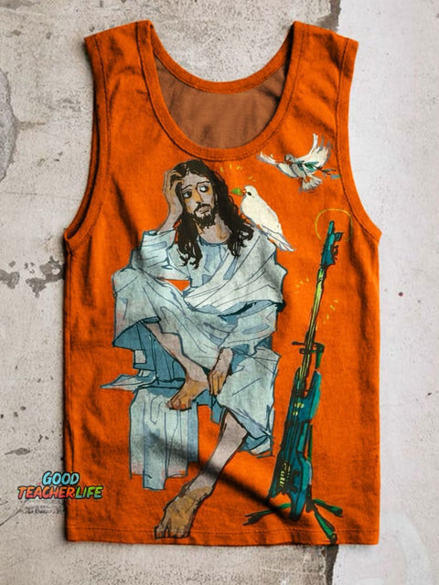 Jesus Print 100% Cotton Casual Tank Top