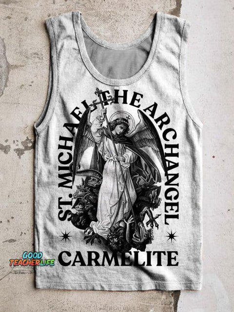 St Michael The Archangel Print 100% Cotton Casual Tank Top