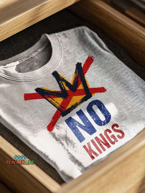 No Kings Print Casual T-shirt