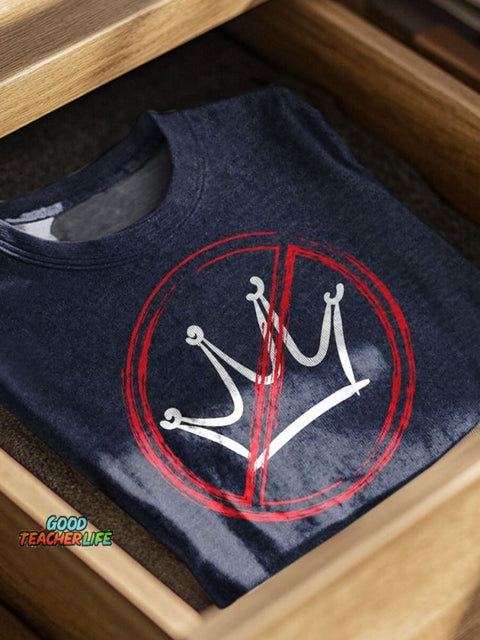 No Kings Print Casual T-shirt