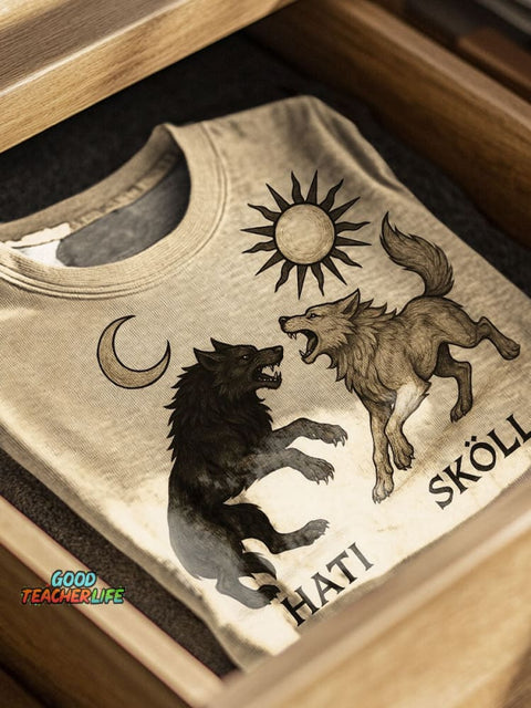 Hati Skoll Print Casual T-shirt
