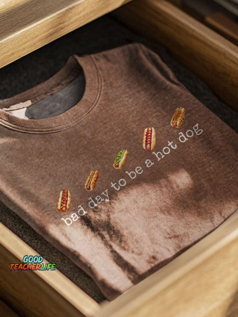 Bad Day To Be A Hot Dog Print Casual T-shirt