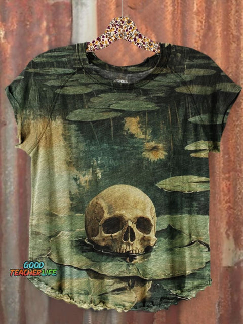 Skull Art Print Casual T-shirt