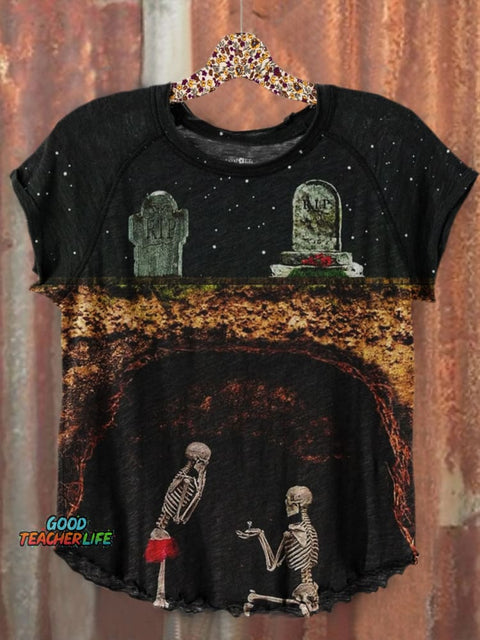 Funny Skeleton Art Print Casual T-shirt