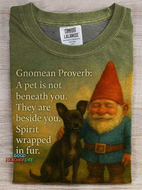 Gnome Proverb Print Casual T-shirt