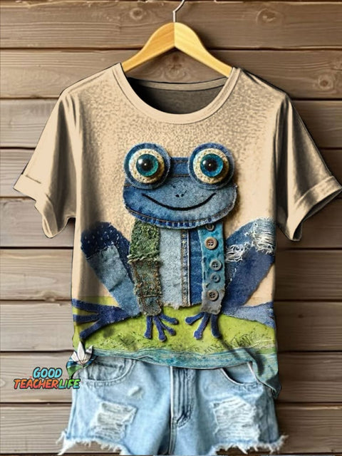 Cute Frog Art Print Casual T-shirt