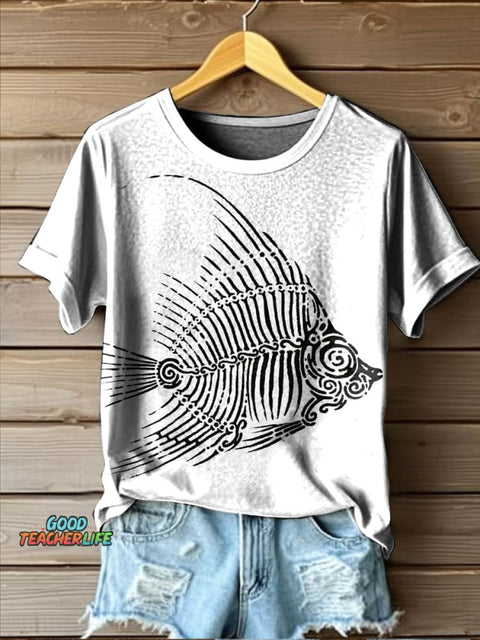 Flounder Art Print Casual T-shirt