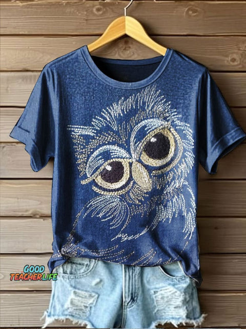 Owl Art Print Casual T-shirt