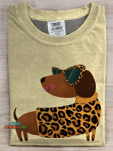 Dachshund Art Print Casual T-shirt