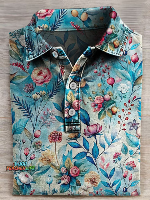 Floral Prints Casaul Short Sleeve Polo Shirt