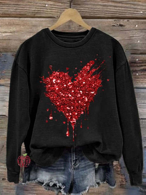 Women's Valentine's Day Heart Print Casual Sweatshirt