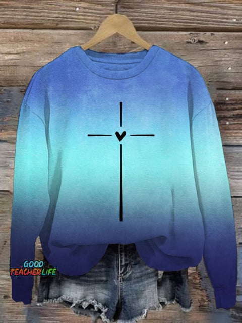 Women's Christian Cross Printed Sweatshirt