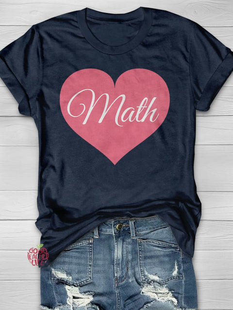 Math Heart Print Short Sleeve T-shirt