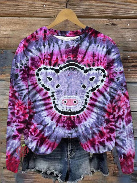 Women's Tie-dye Cow Print Sweatshirt