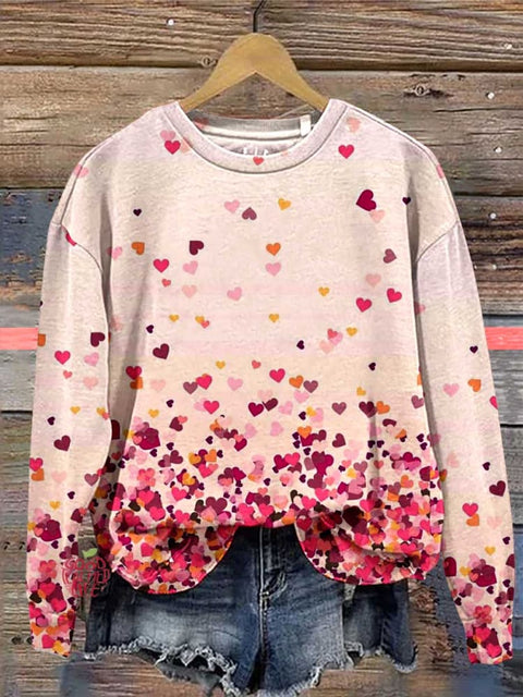 Women's Valentine's Day Heart Print Casual Sweater