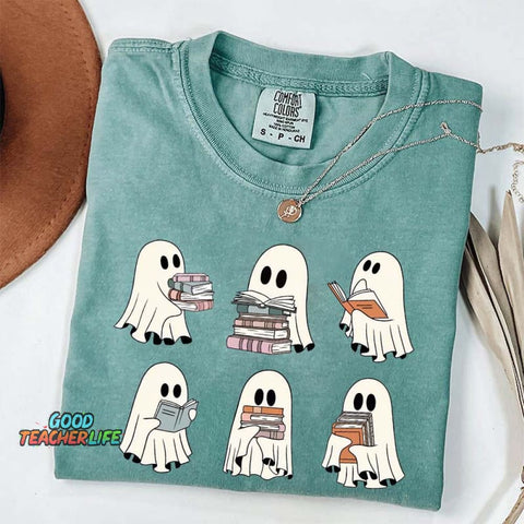 Ghost Reading Books Librarian T-Shirt