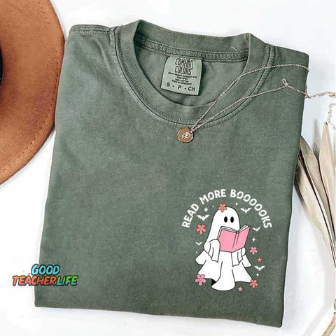 Ghost Reading Books Bookish Halloween T-Shirt