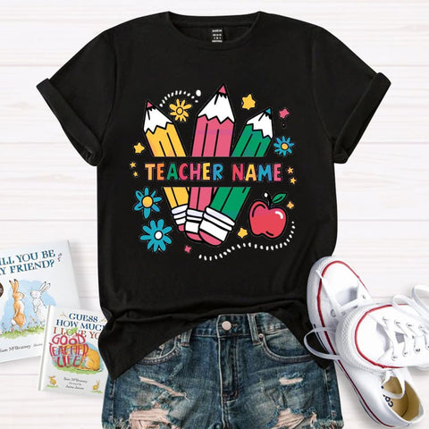 Personalized Teacher Name Kindergarten Pencil T-shirt