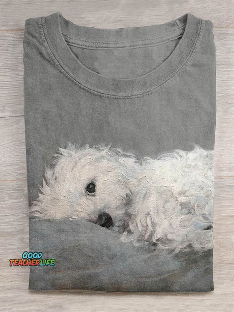 Cute Dog Print Short Sleeve T-Shirt