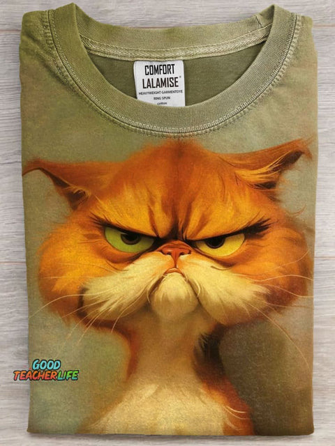 Funny Fat Cat Art Print Casual Sweatshirt