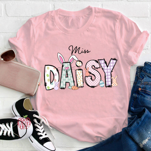 Personalized Name Cute Easter Bunny Teacher T-Shirt