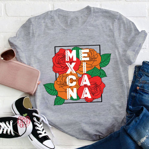 Rose Flower Mexicana Teacher T-Shirt