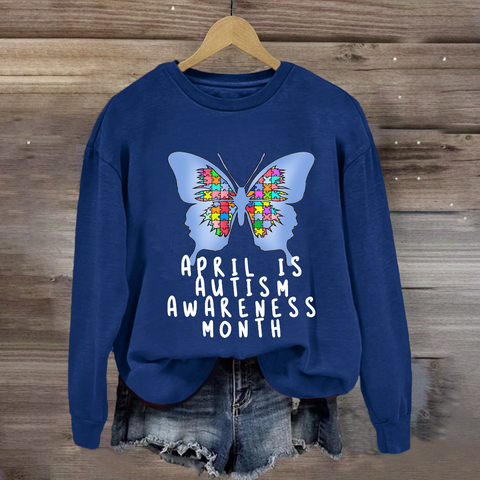 April is Autism Awareness Month with Blue Butterfly Sweatshirt