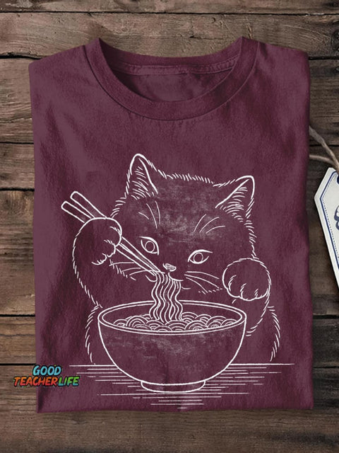 Funny Cat Art Print Short Sleeve T-Shirt