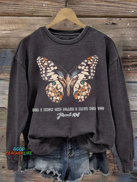 Women's Casual Jeremiah 29 11, For I Know the Plans I Have For You Print Long Sleeve Sweatshirt
