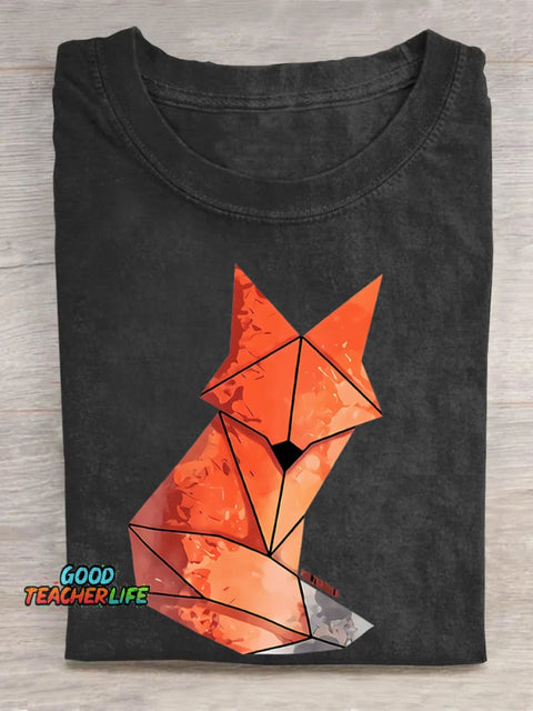 Teecade Geometry Fox Print Classic T-shirt
