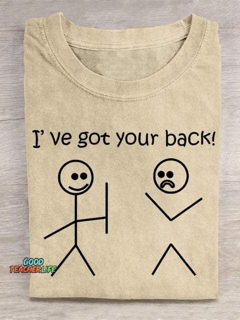 Pupiloves  I've Got Your Back! Stickman Friendship Slogan T-shirt