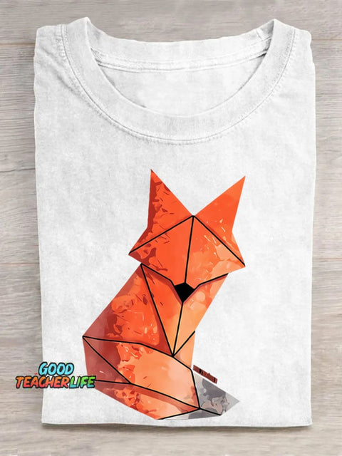 Teecade Geometry Fox Print Classic T-shirt