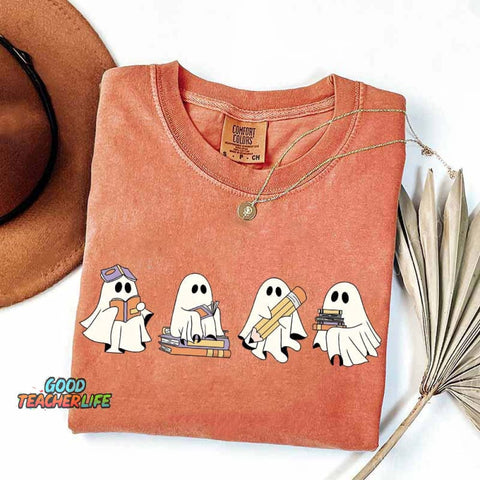 Cute Halloween Ghost Book T-Shirt