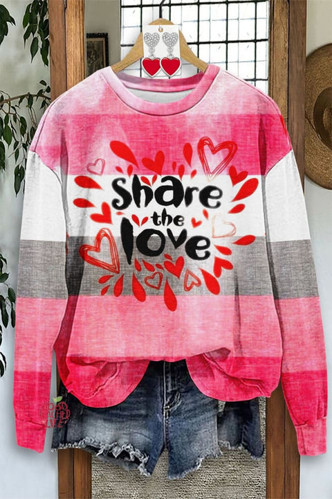 Sweet Valentine's Day Print Sweatshirt