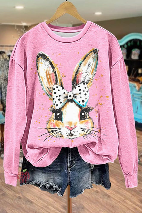 Cute Bunny Print Easter Sweatshrit