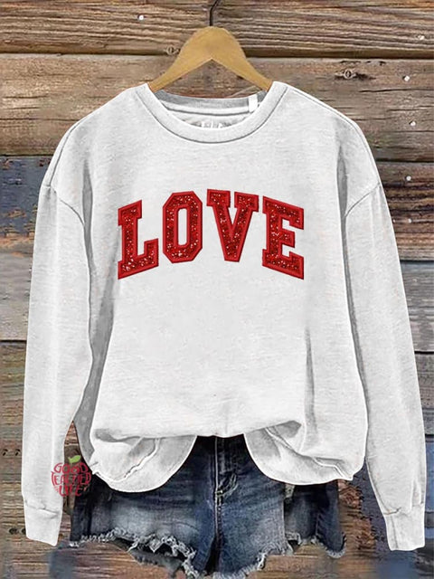 Valentine'S Day Love Pattern Crew Neck Sweatshirt