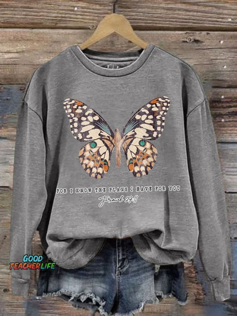 Women's Casual Jeremiah 29 11, For I Know the Plans I Have For You Print Long Sleeve Sweatshirt