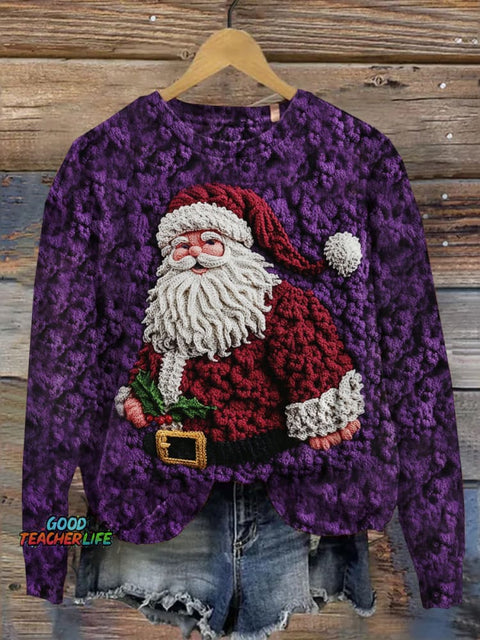 Winter Santa Art Print Casual Sweatshirt