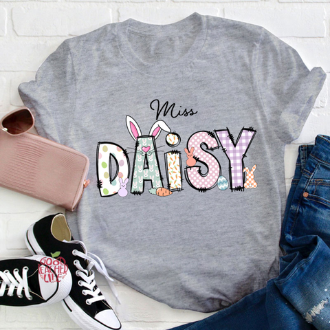 Personalized Name Cute Easter Bunny Teacher T-Shirt