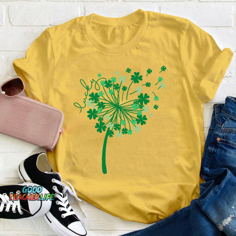 St Patricks Day Dandelion Teacher T-Shirt