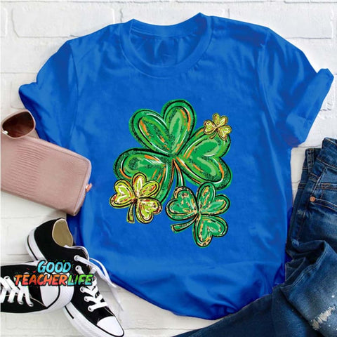St Patrick's Day Clover Print Teacher T-Shirt