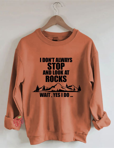 I Don't Always Stop And Look At Rocks Wait Yes I Do Sweatshirt