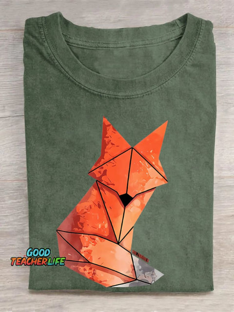 Teecade Geometry Fox Print Classic T-shirt