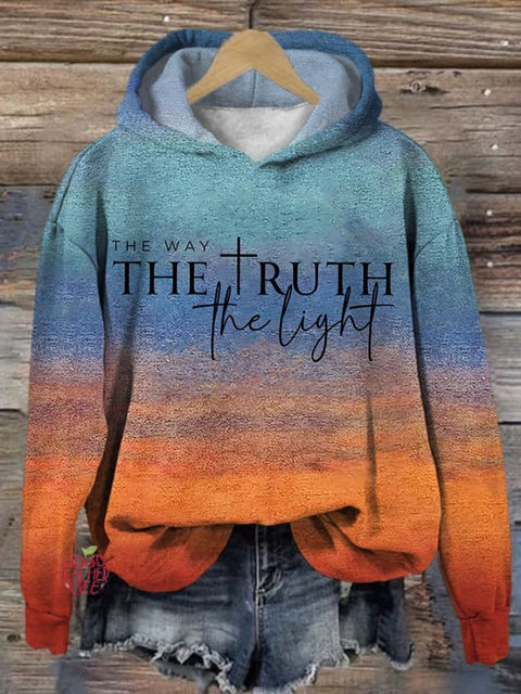 Women's Faith The Way The True The Light Print Casual Hoodie