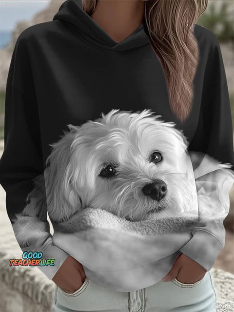 Funny Dog Art Print Casual Hoodie