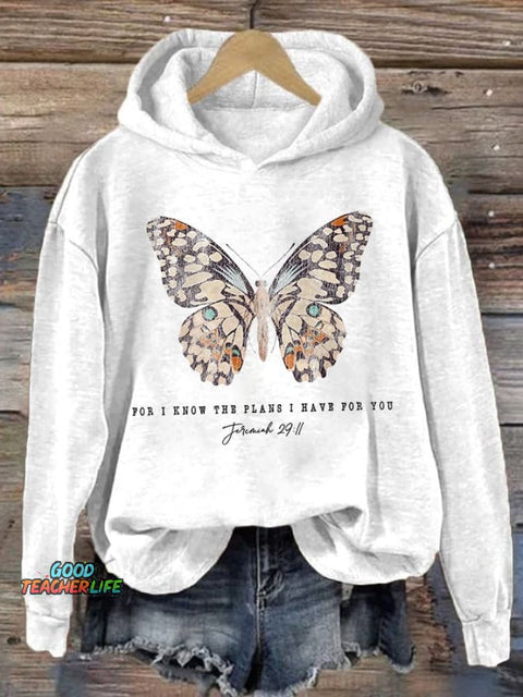 Women's Casual Jeremiah 29 11, For I Know the Plans I Have For You Print Hoodie Long Sleeve Sweatshirt
